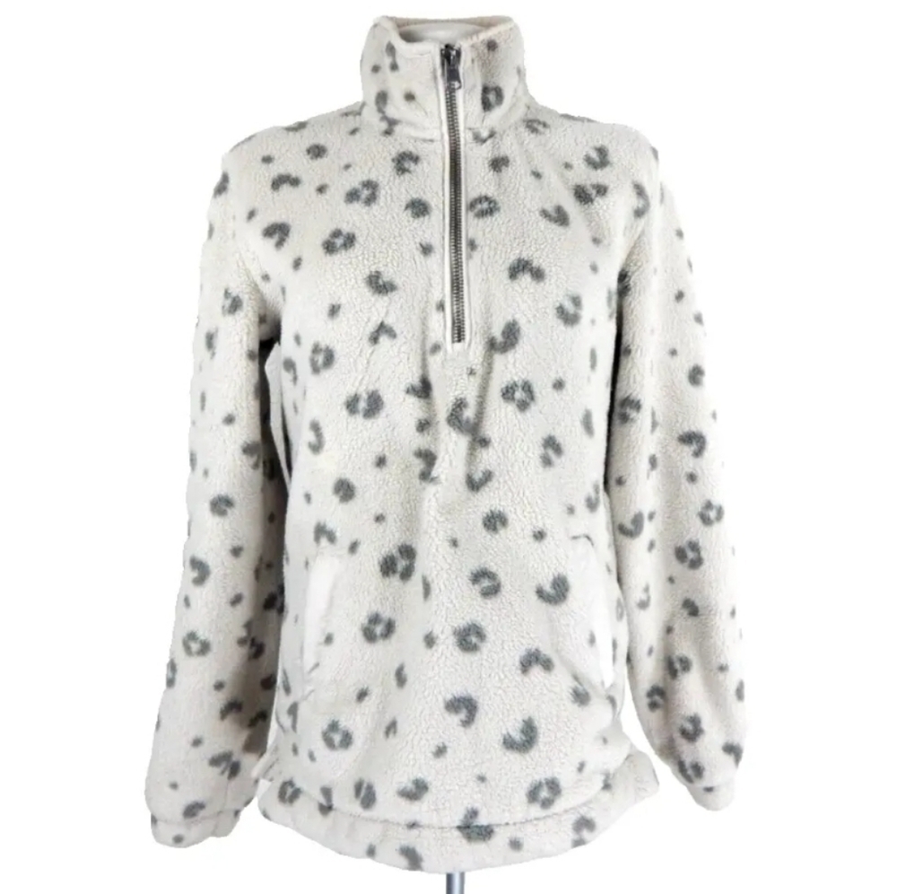 Abercrombie and Fitch Leopard Soft A&F Half Zip Fleece